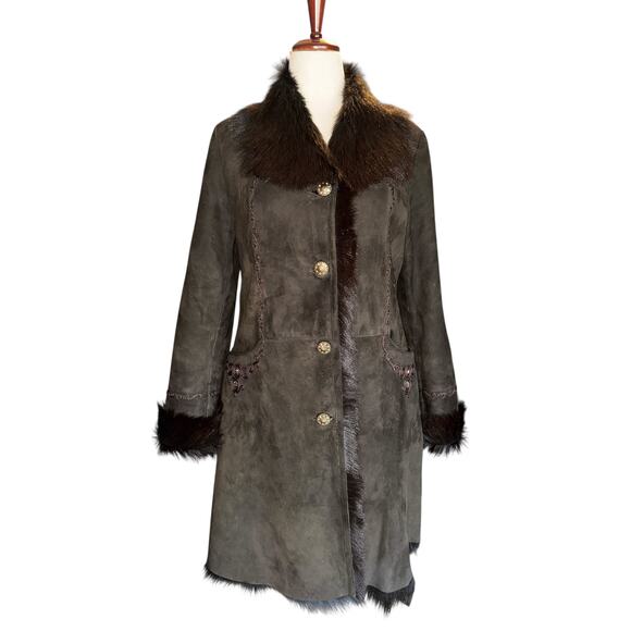 Amara Rosa Y2K  Leather Penny Lane Revival Coat Boho Glam Medium - Picture 8 of 11